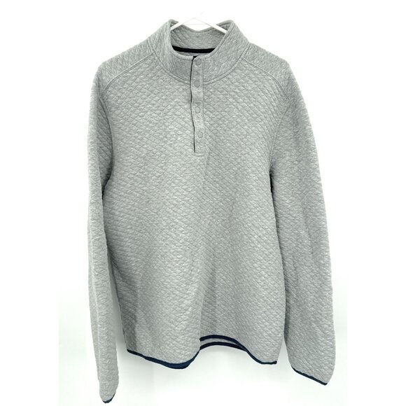 Rhone Gramercy Pullover Mens L Gray Tech Quilted Snap Mock Neck
